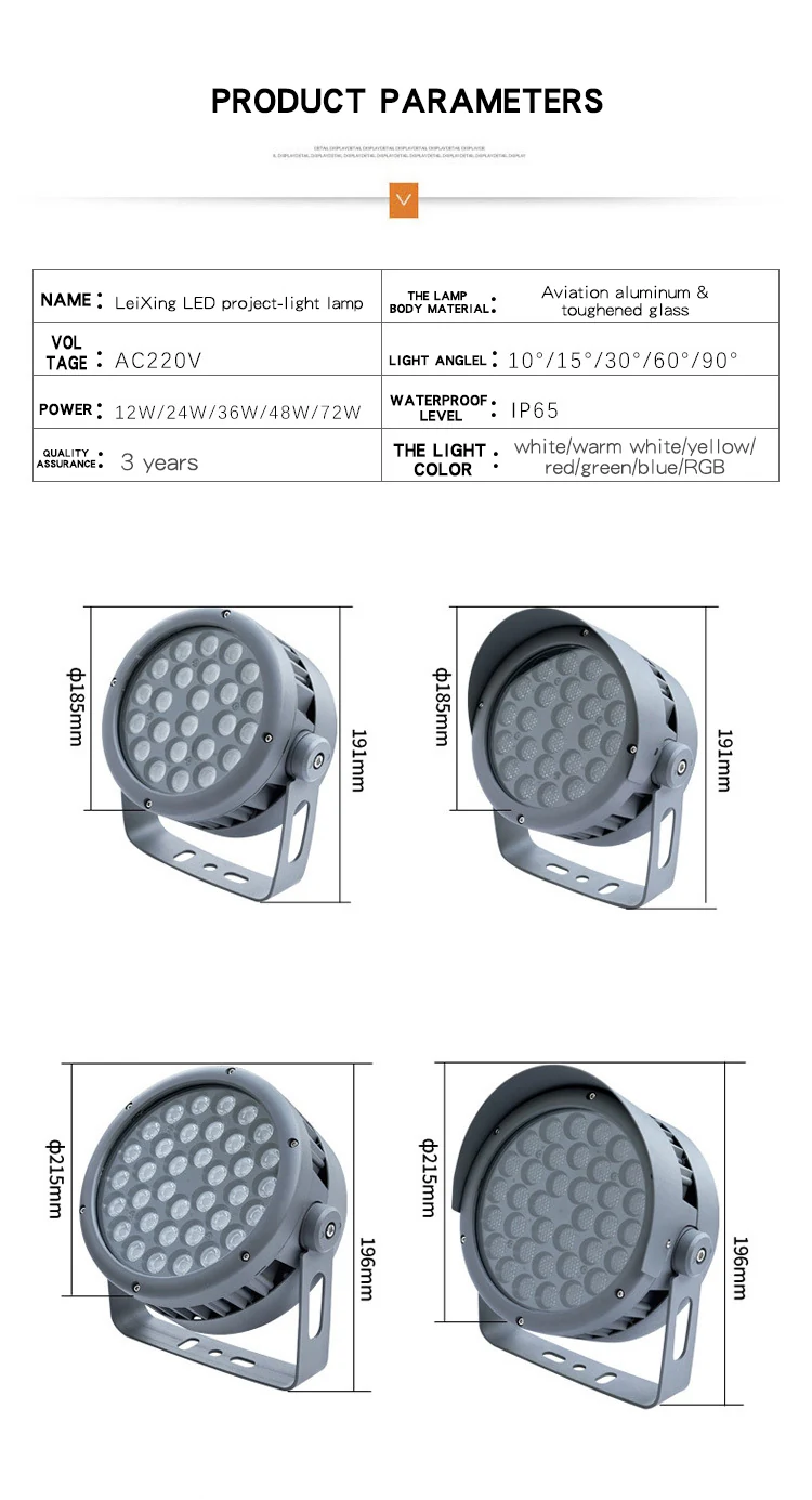 Front view of the LED flood light showing the lens and mounting bracket