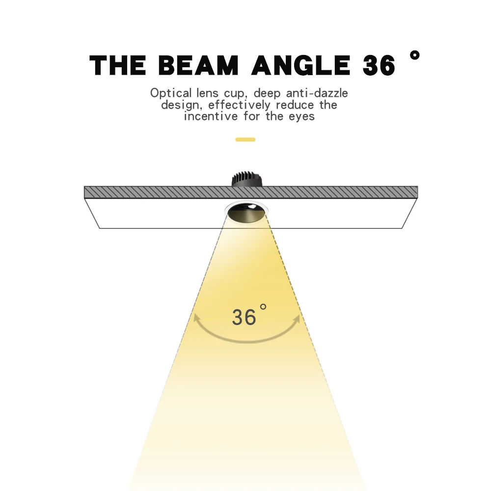Side view showing the compact depth of the down light in a ceiling cavity