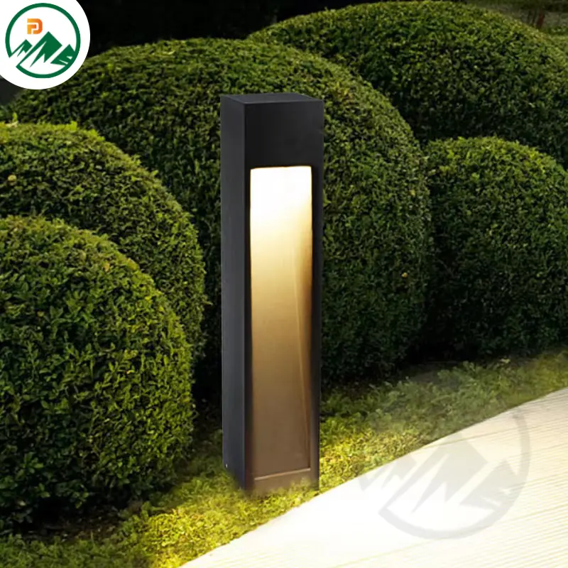Fixture mounted on a post with the 800mm height option in a landscape setting