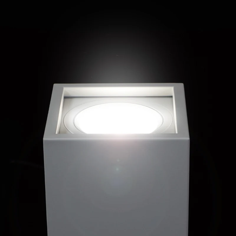 LED down light installed in a commercial office ceiling with ceiling grid