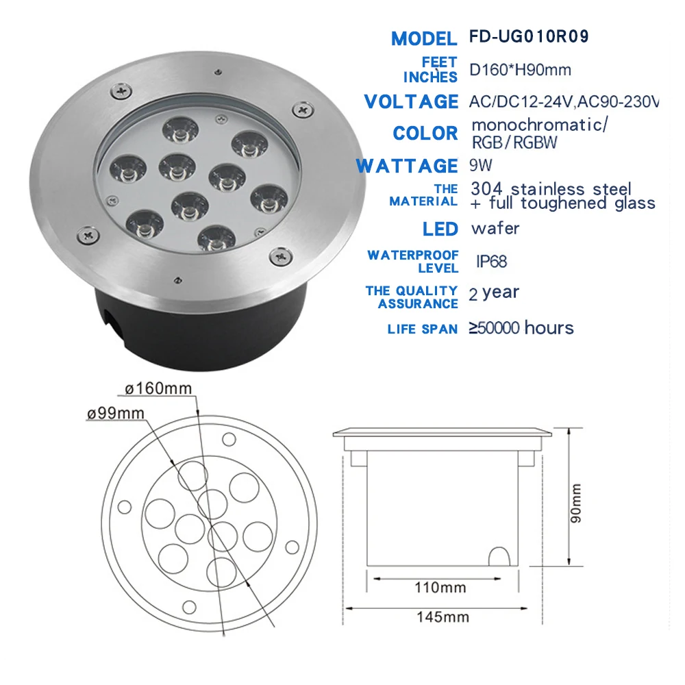Recessed in-ground LED luminaire installed in paving with flush cover