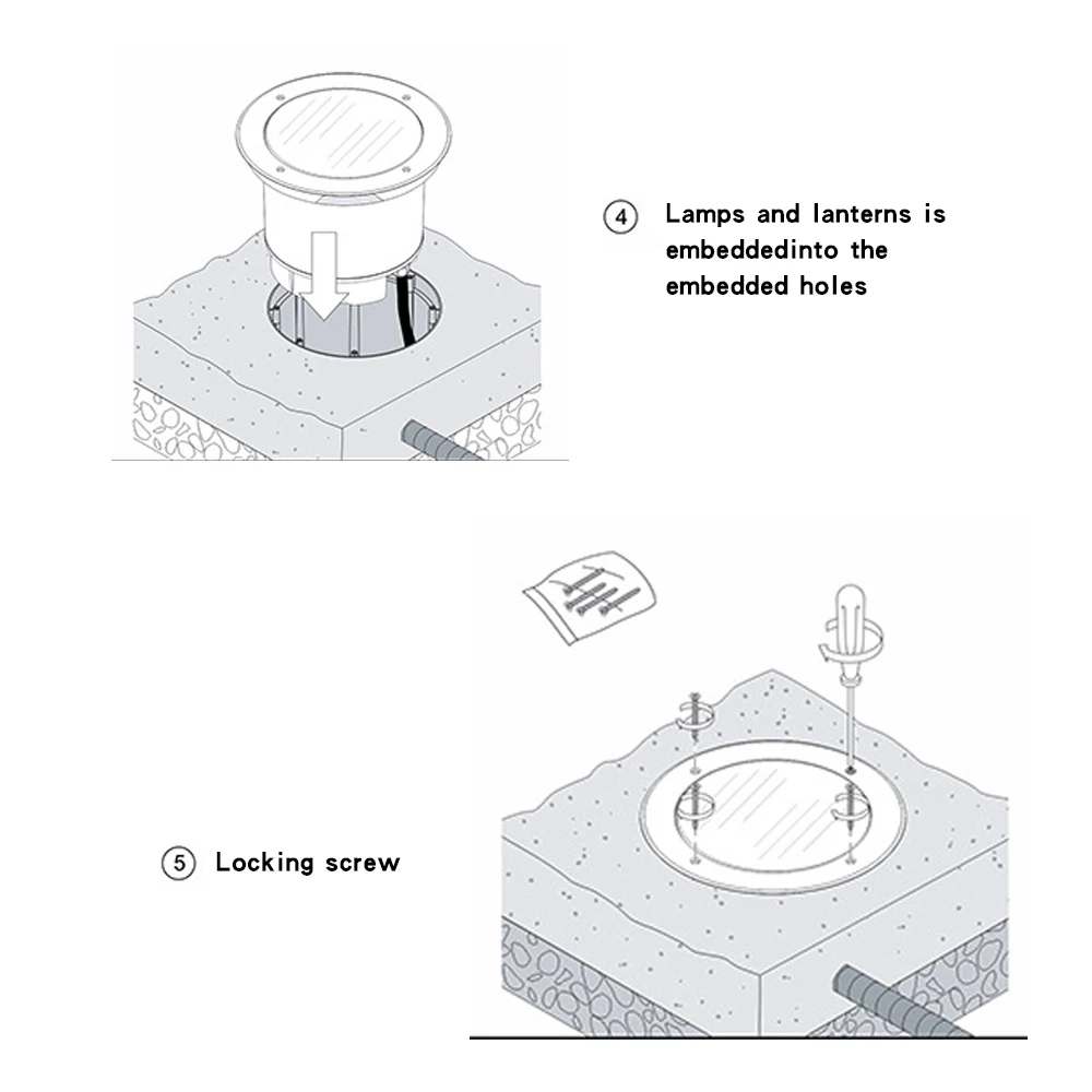 Dimension drawing of the D160 x H90 mm in-ground fixture with D150 mm cut-out