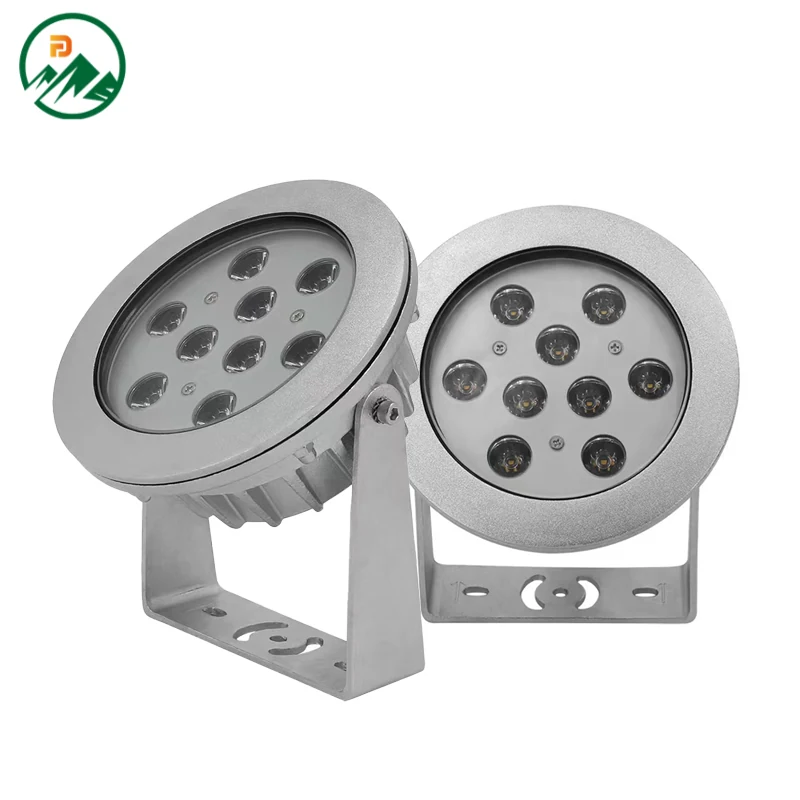 Stainless steel 316 LED underwater light with round body and flush-mounted lens