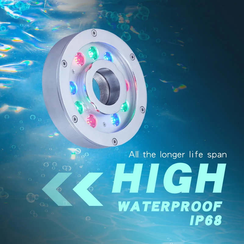 RGBW underwater light in a pool showing dynamic colour effects