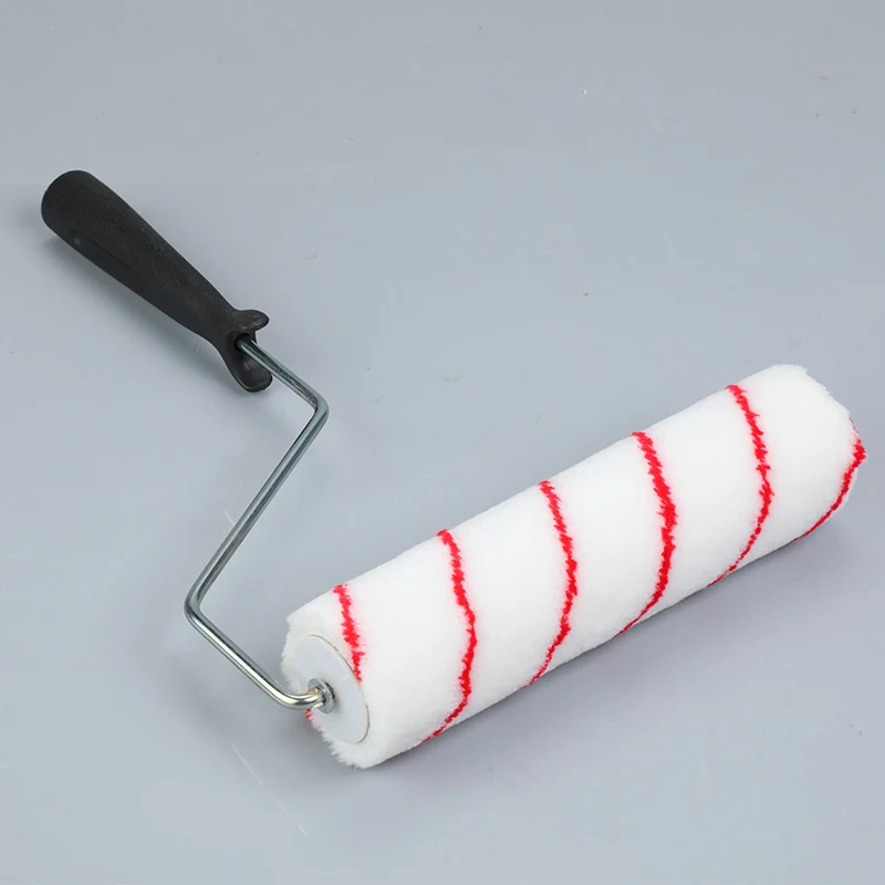 9 inch American acrylic roller cover with red stripes on a grey background