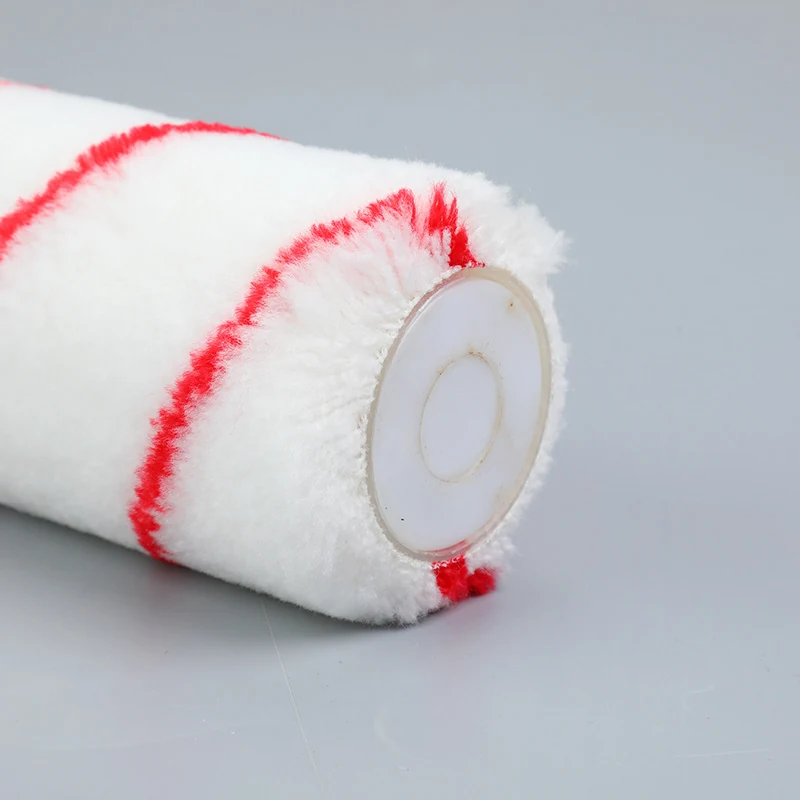 9 inch American acrylic roller cover with red stripes and visible core