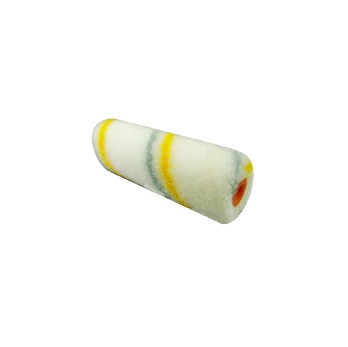 White fabric paint roller cover refill with yellow and green stripe lines