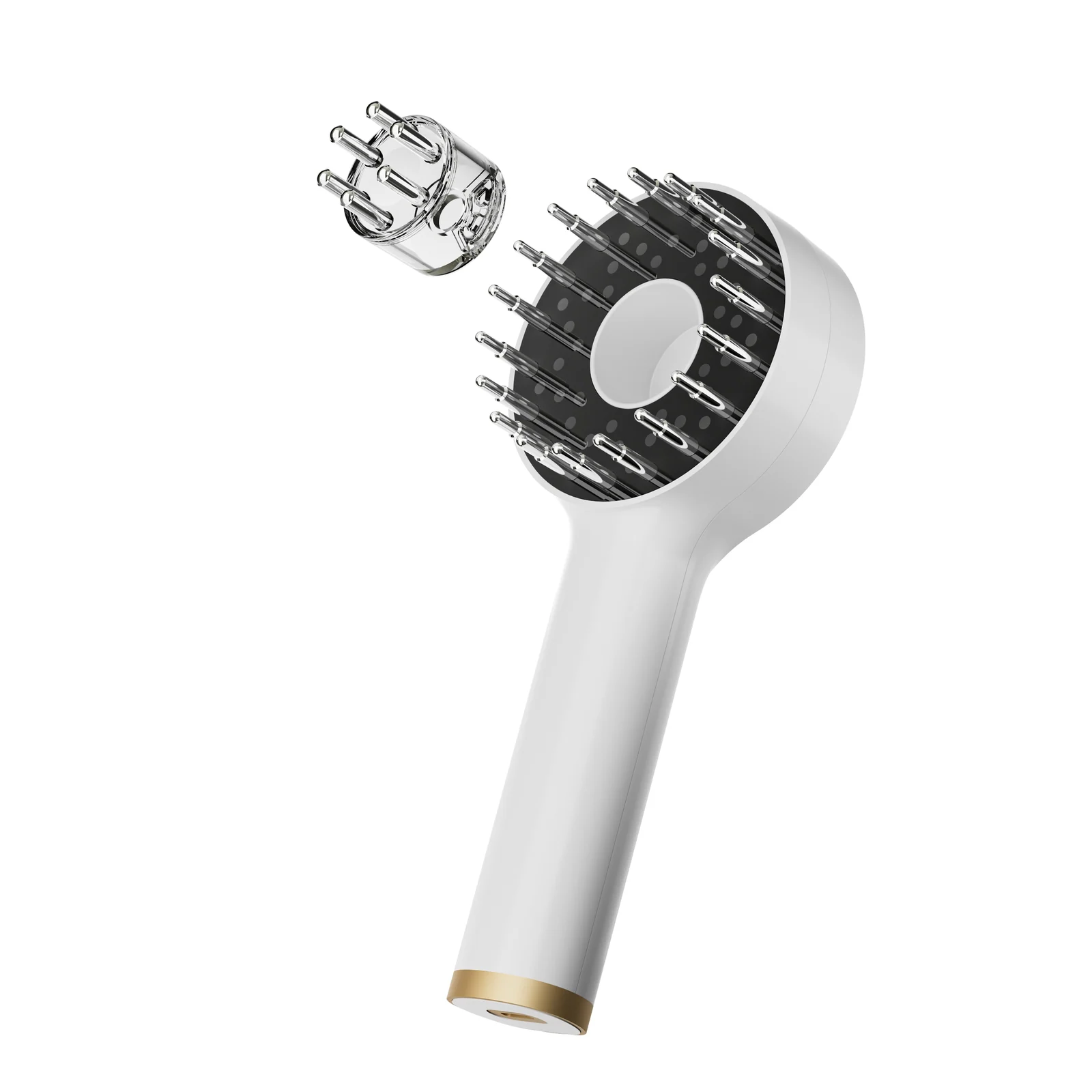 Handheld scalp therapy device with LED indicators and control buttons