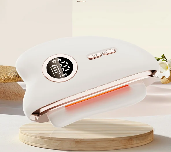 Natural jade Guasha massage device applied to the face