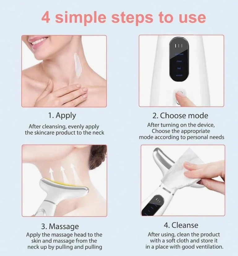 7-in-1 face and neck massager with charging cable and colour box