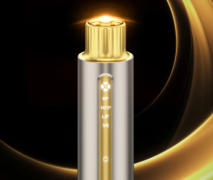 Multifunctional high-frequency beauty device with 10 titanium heads in use on the face