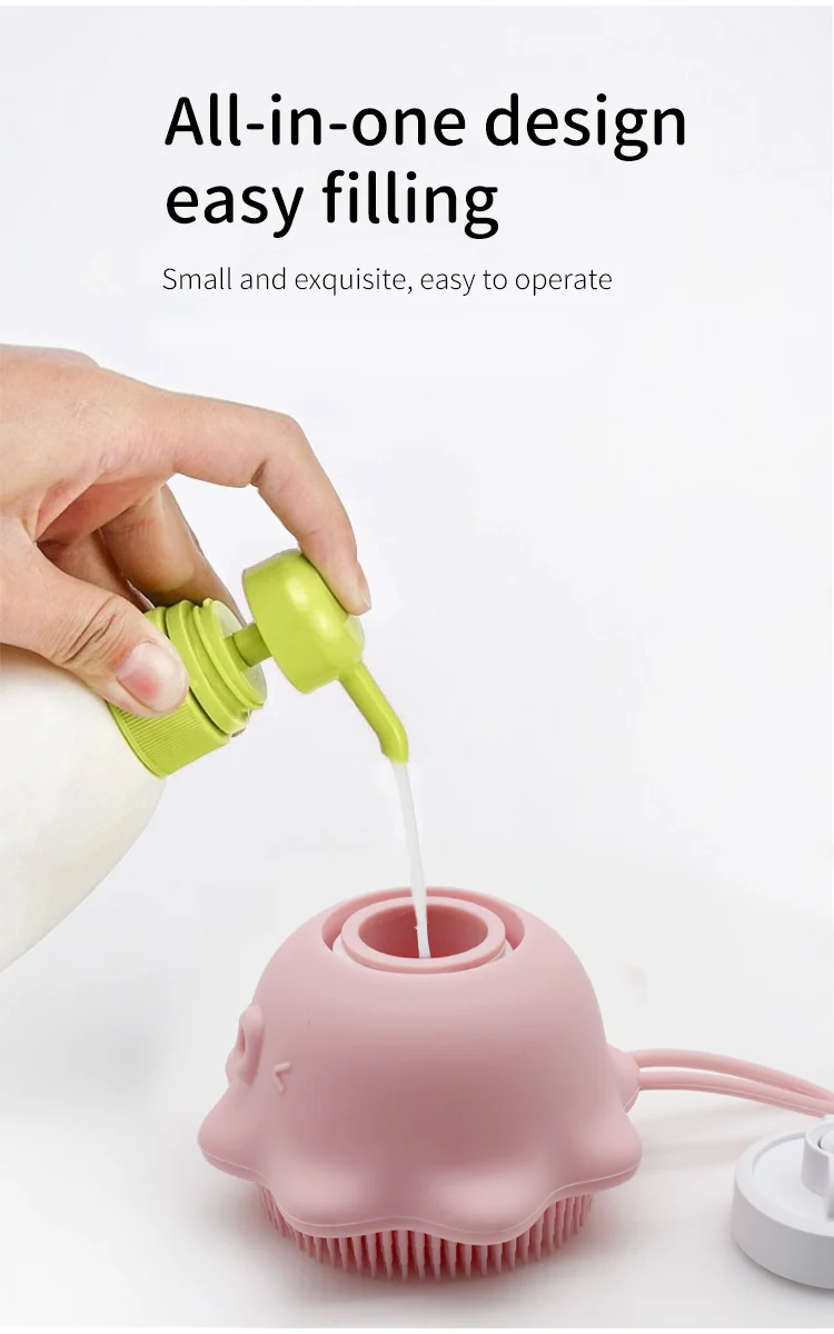 Baby bath brush displayed in retail packaging with custom logo and colour
