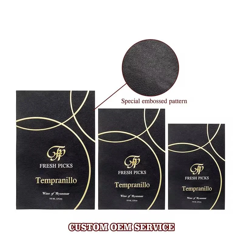 Custom 3D Gold Foil Waterproof Wine Bottle Labels 4 detail view