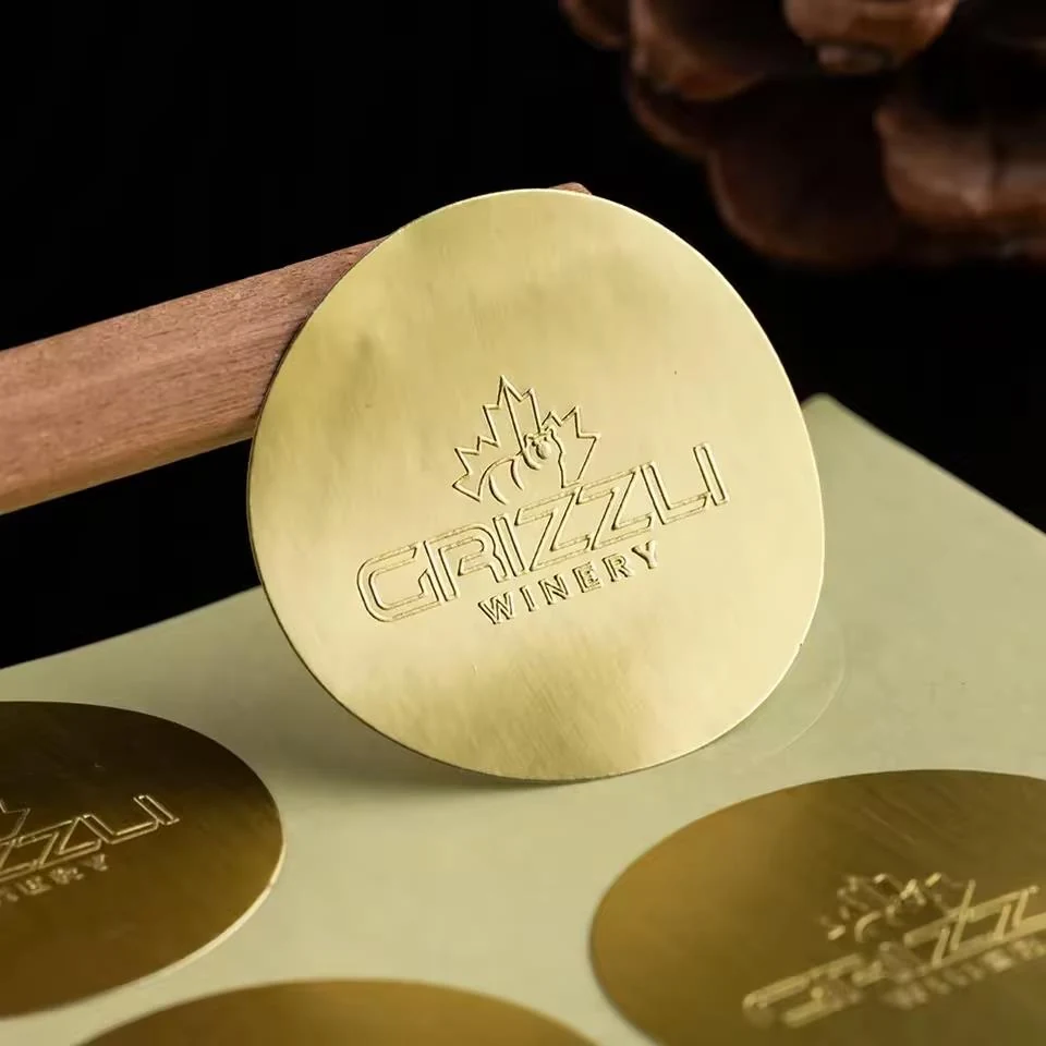 Custom 3D Gold Foil Waterproof Wine Bottle Labels 6