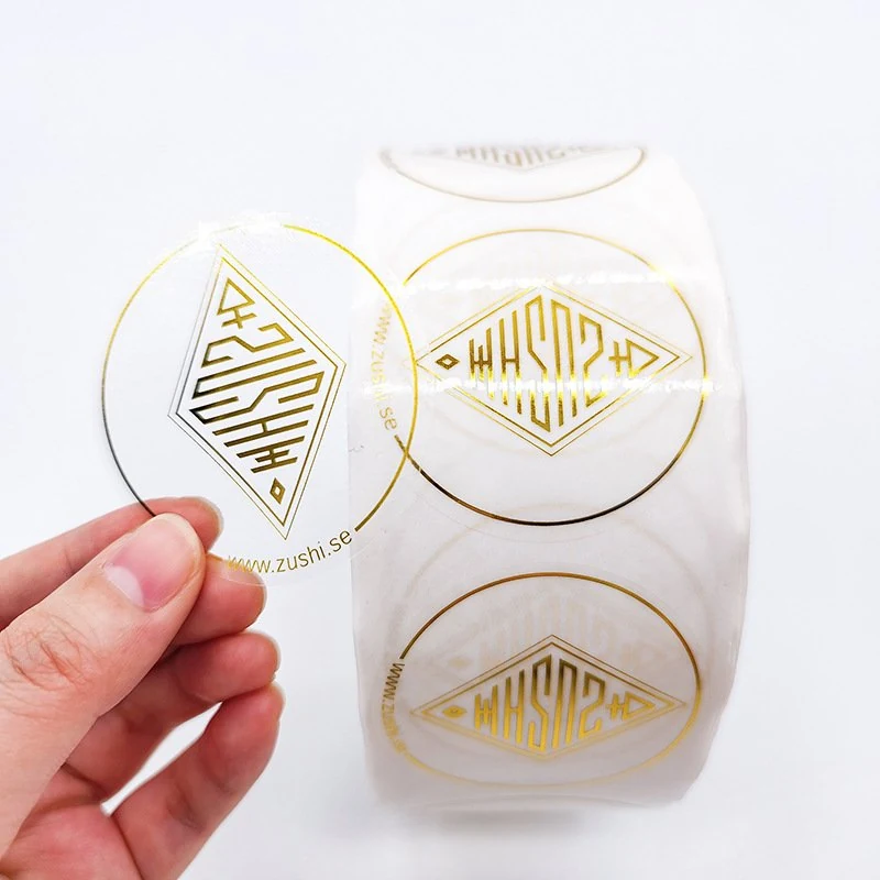 Custom Clear Transparent Round Vinyl Logo Sticker Rolls 4 detail view