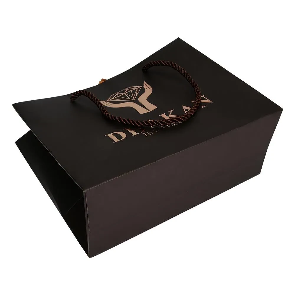 Custom Logo Luxury Black Paper Bags for Clothing & Wine