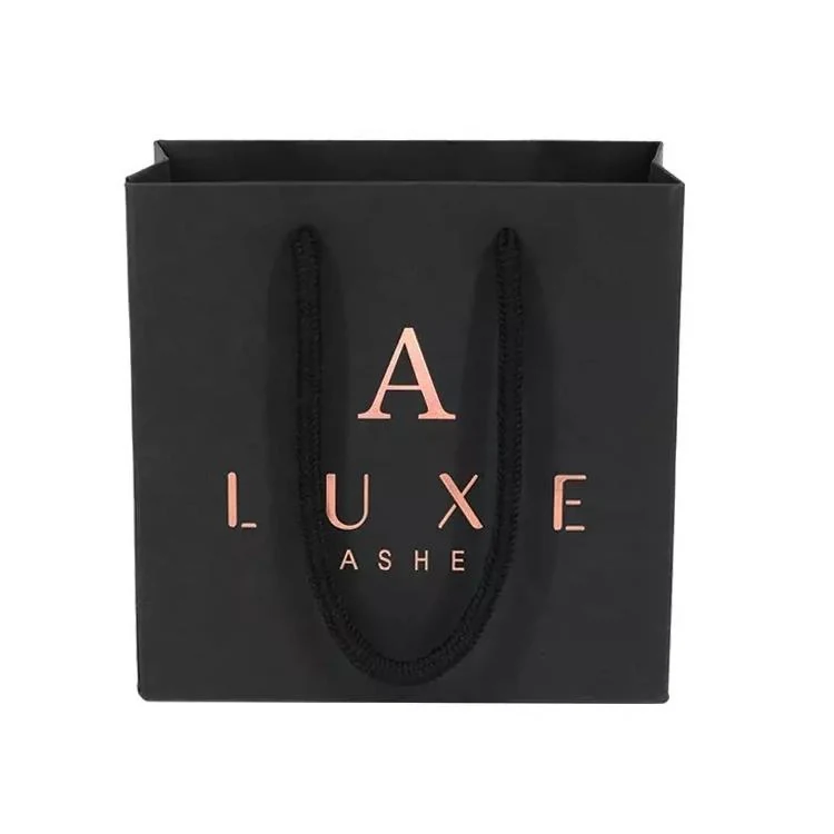 Custom Logo Luxury Black Paper Bags for Clothing & Wine 4 detail view