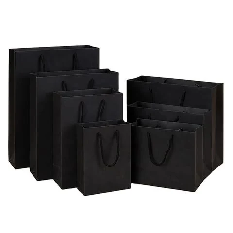 Custom Printed Luxury Black Cardboard Paper Bags for Clothing 6 detail view