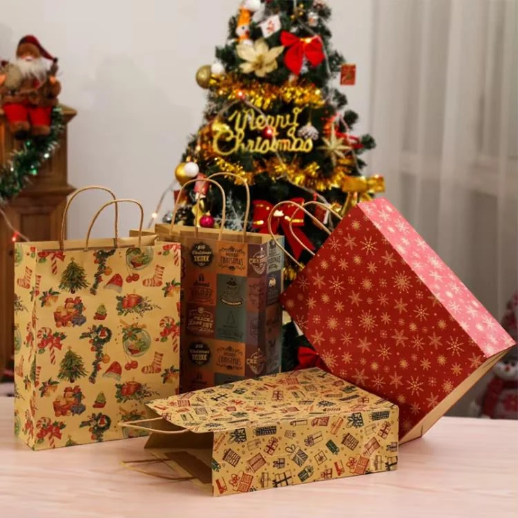 Kraft Christmas Gift Bags with Handle - High Quality 4 detail view