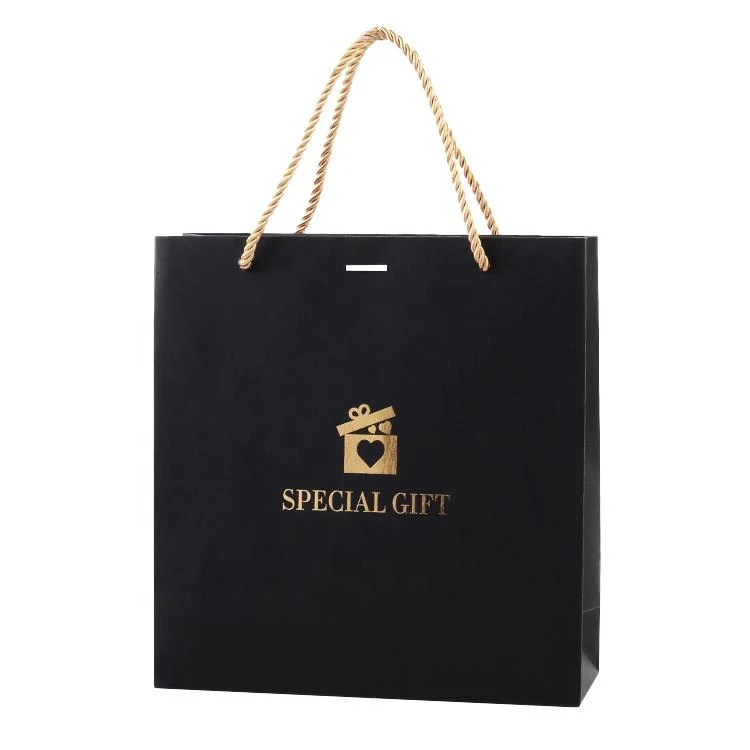 Luxury Matte Black Custom Gift Paper Bags with Logo 5 detail view