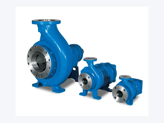Three sizes of ANSI end-suction centrifugal pumps from the same hydraulic family