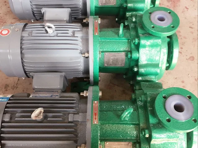 Batch of lined centrifugal pump sets with motors on the packing floor