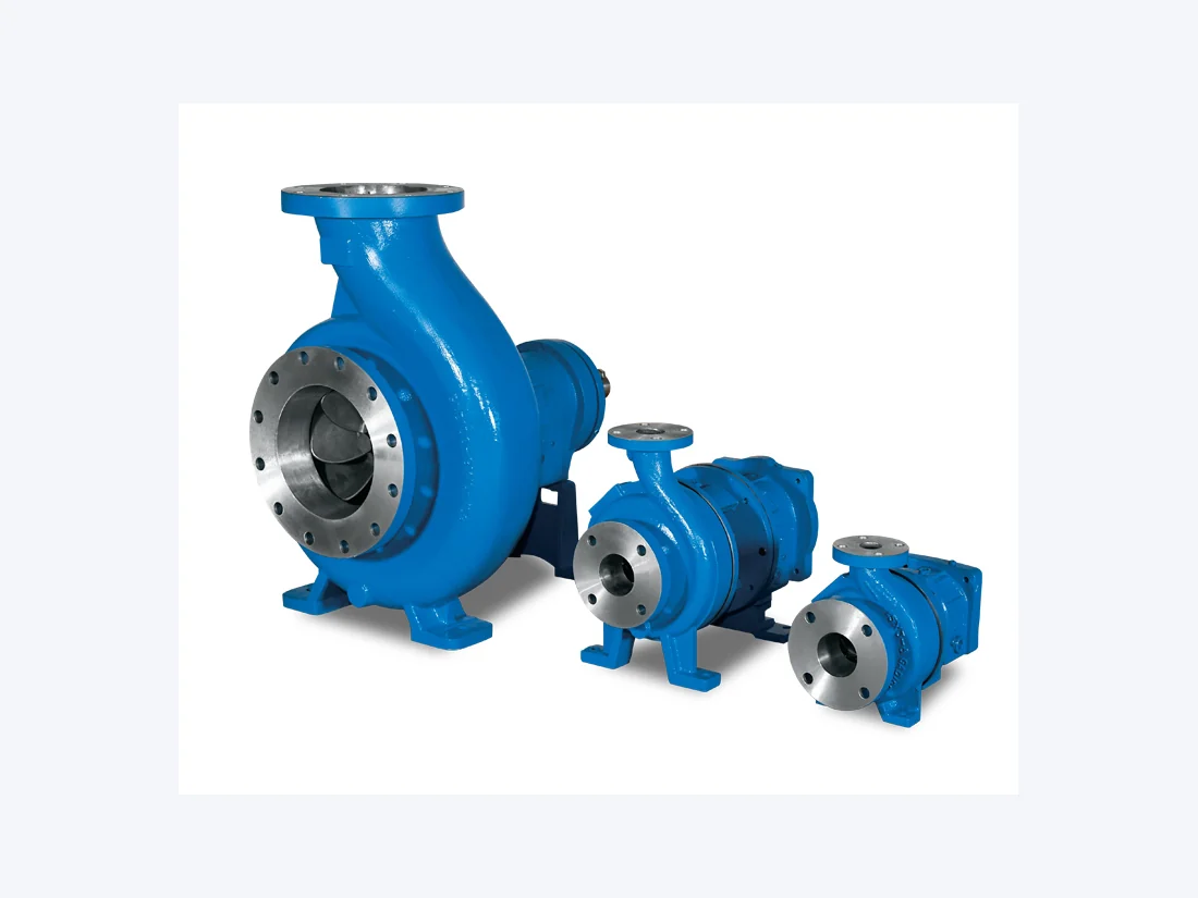 Three sizes of ANSI end-suction centrifugal pumps from the same hydraulic family