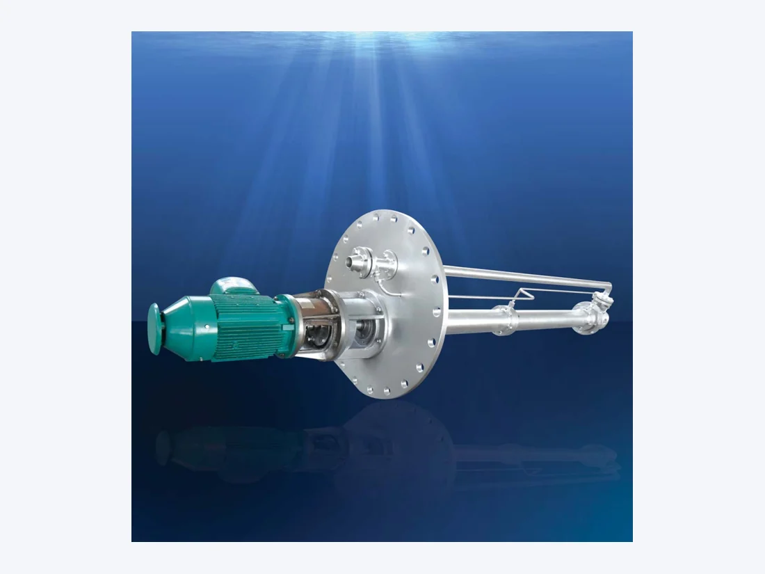 Vertical sump pump with support plate, column and lifting handle