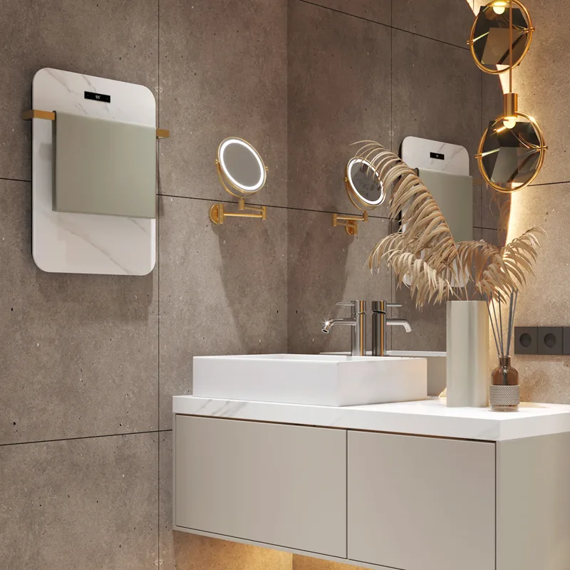 Electric Towel Rack R-01W — installed view