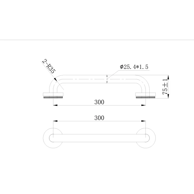 Grab Bar-ZA02-300/450/600 — finish detail