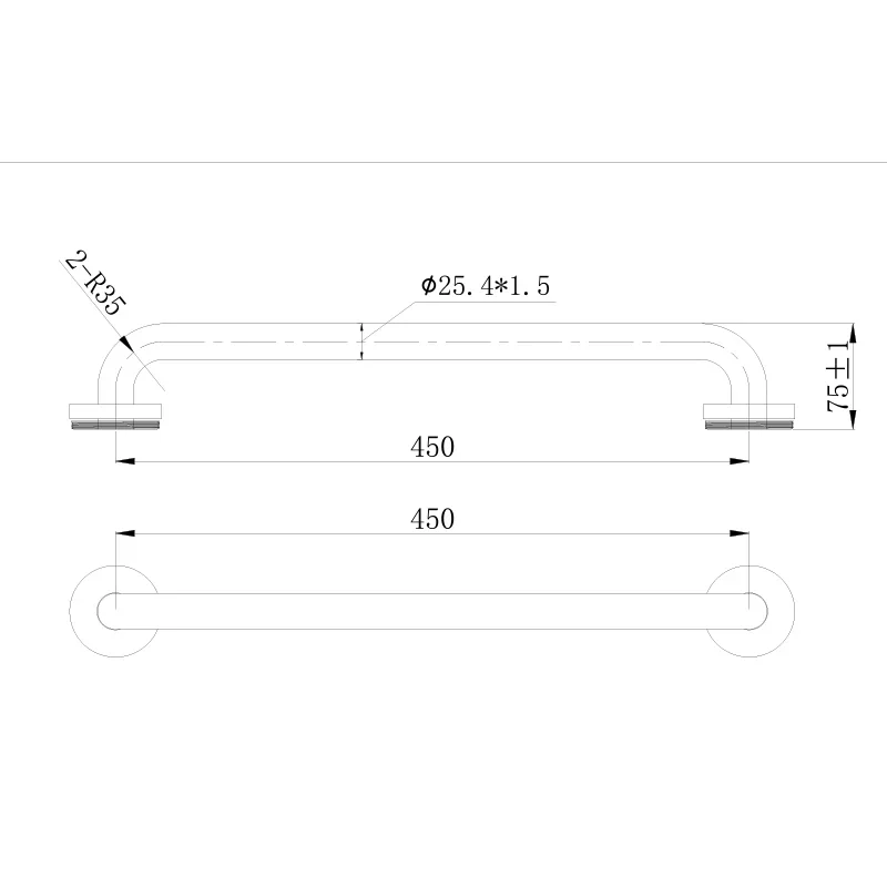 Grab Bar-ZA02-300/450/600 — side view