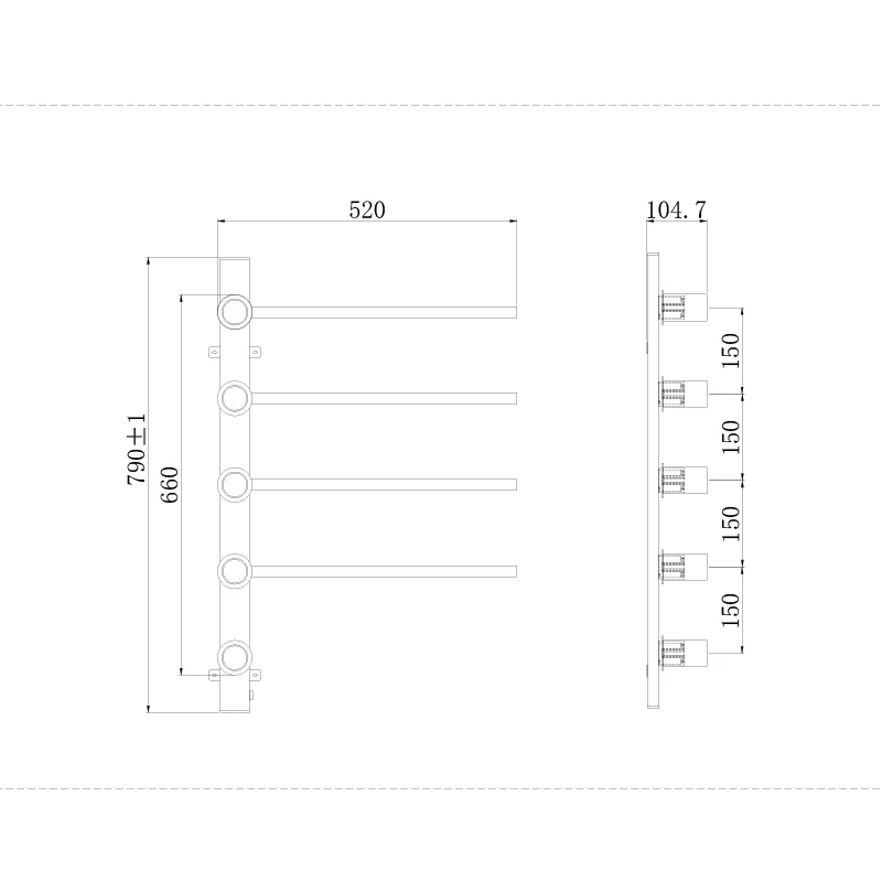 Electric Towel Rack L-SR0004 — installed view