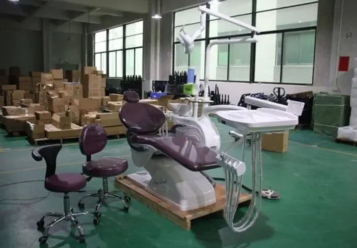 Dental chairs and equipment held in the FOB Dental warehouse in Shanghai