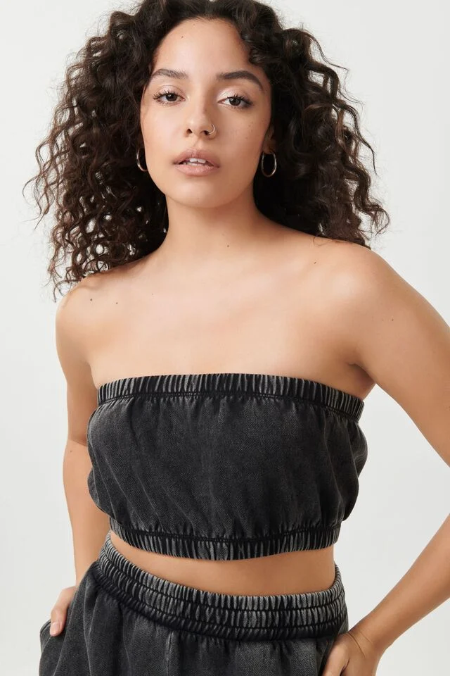 Cropped Tube Washed Top manufactured to order by Foriver Garment