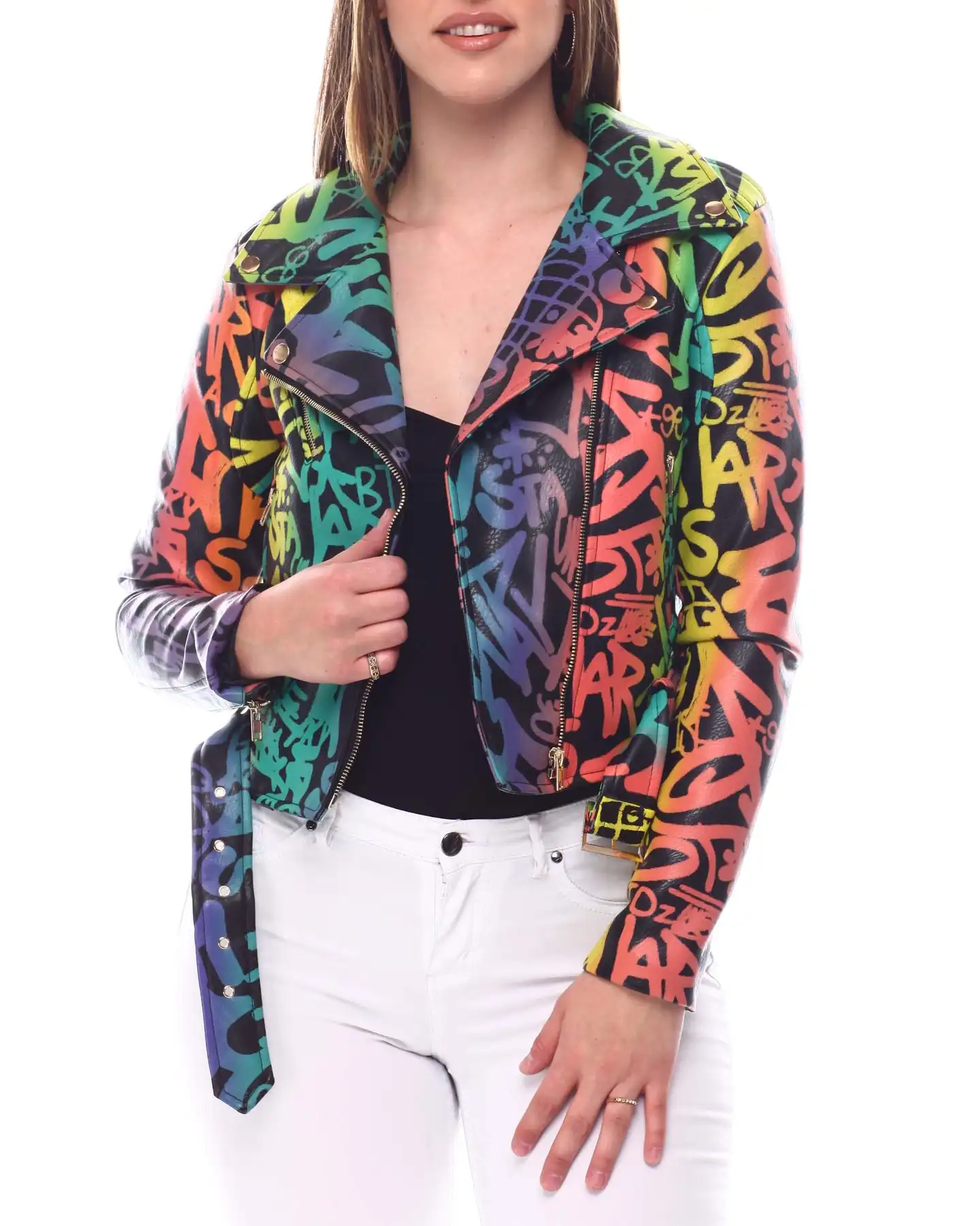 Graffiti Moto Jacket manufactured to order by Foriver Garment