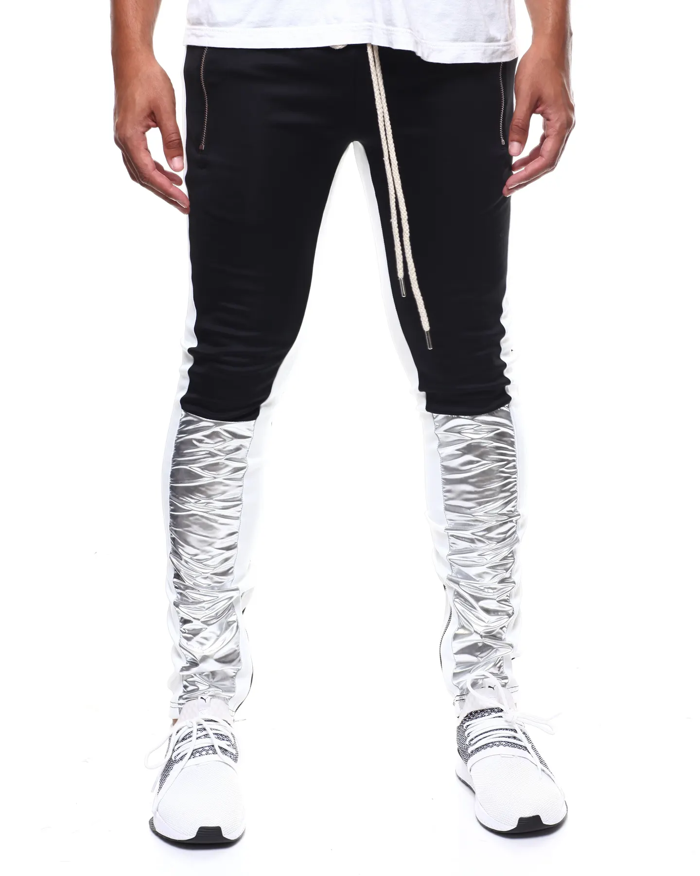 Metallic Silver Colorblock Trackpant manufactured to order by Foriver Garment