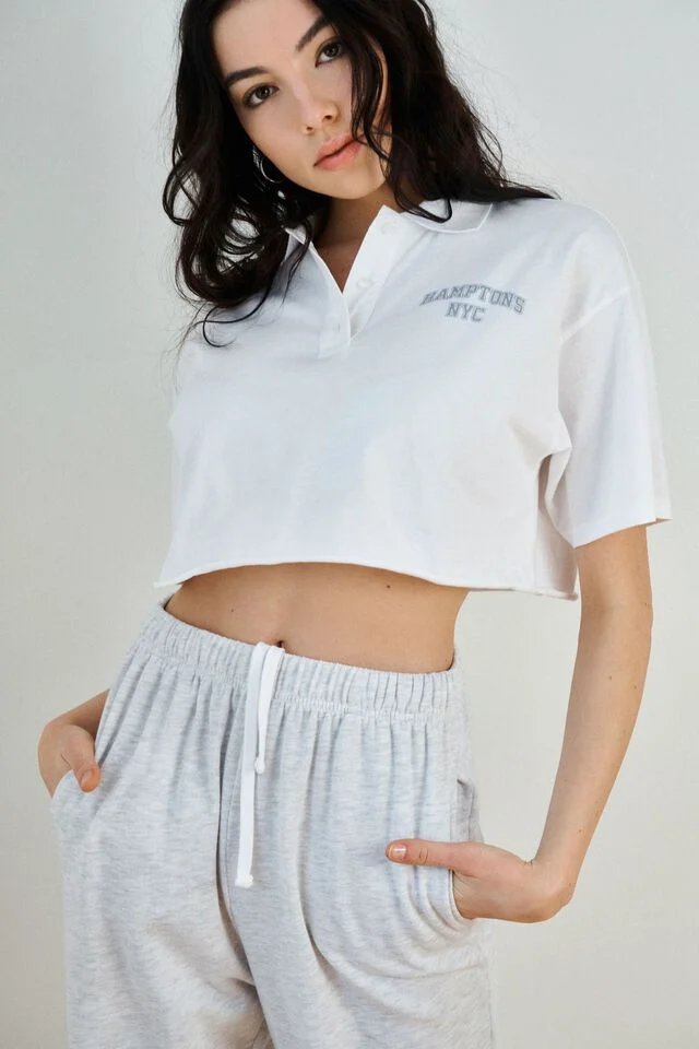 Oversized Crop Polo Tee manufactured to order by Foriver Garment