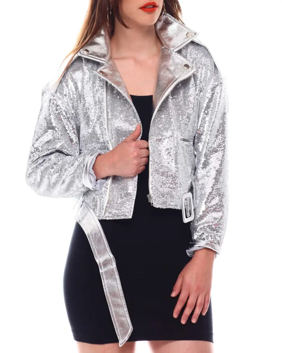PU Leather Jacket with Sequin manufactured to order by Foriver Garment