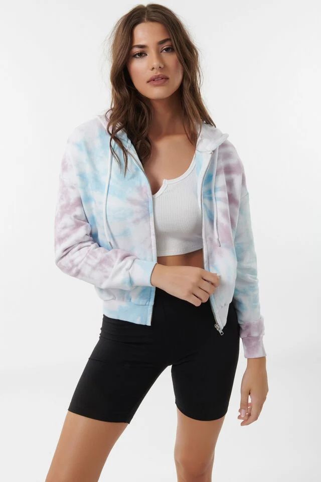Tie Dye Zippie Hoodie manufactured to order by Foriver Garment