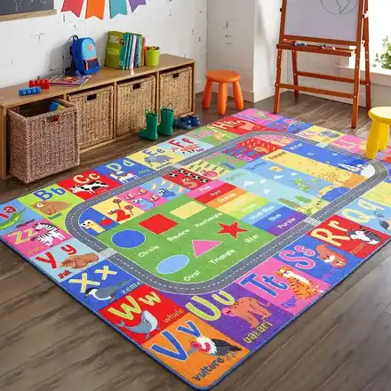 Alphabet kids play mat printed with letters numbers and shapes