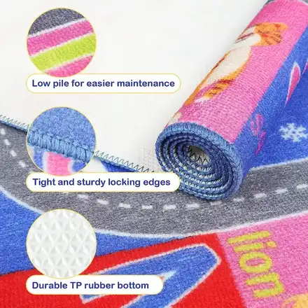 Detail view of the alphabet play mat surface and printed lettering