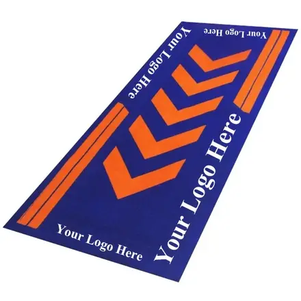 Parking mat photographed flat showing the full graphic