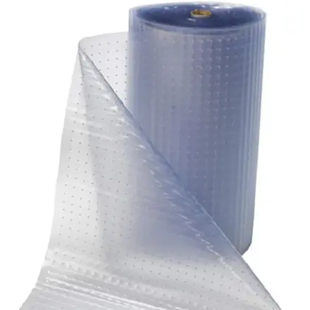 Clear PVC carpet protector runner laid over office carpet