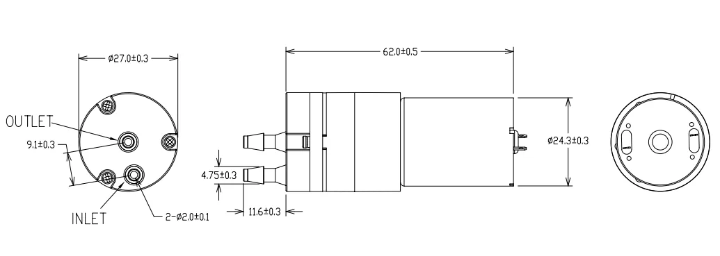 Food-grade water pump for coffee machines and dispensers