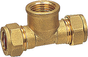 Brass compression female iron tee (SKU 3101)