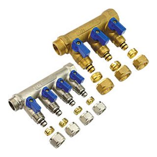 Brass Manifold-4007 &ndash; Linear manifold with ball valve for Multilayer pipe