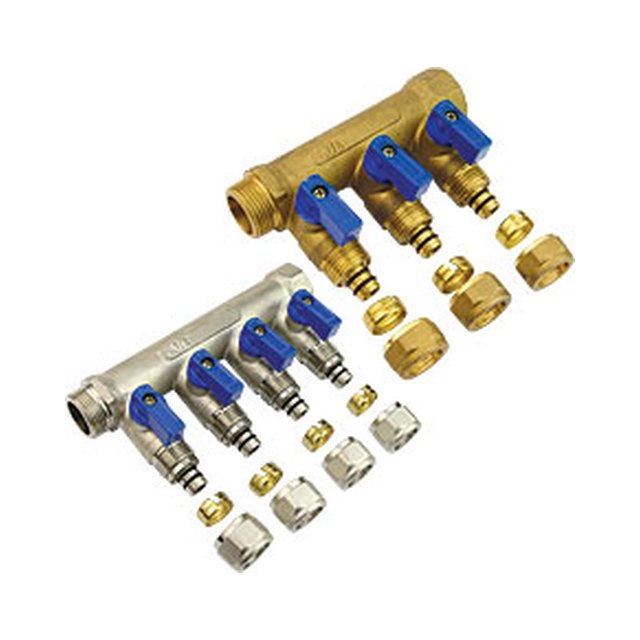 Brass Manifold-4007 &ndash; Linear manifold with ball valve for Multilayer pipe