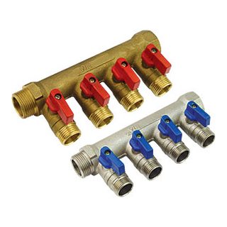 Brass Manifold-4008 &ndash; Linear manifold with ball valve only