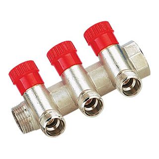 Brass Manifold-4009 &ndash; Linear manifold with stop cock