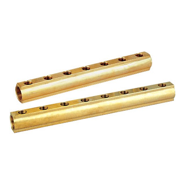 Brass Manifold-4011 &ndash; Brass bar manifold interaxis 50, without hole on back side